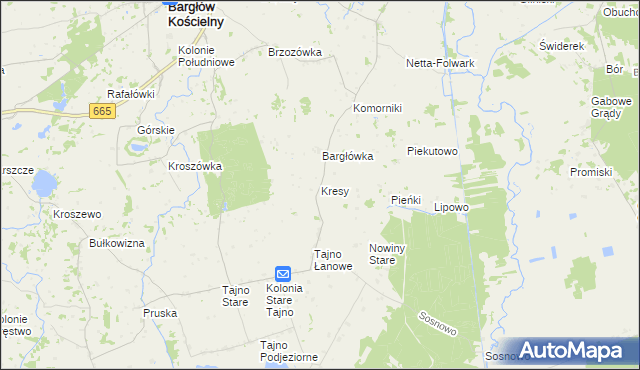 mapa Kresy gmina Bargłów Kościelny, Kresy gmina Bargłów Kościelny na mapie Targeo