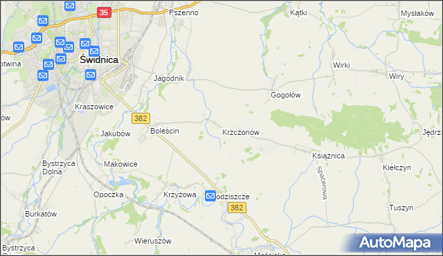 mapa Krzczonów gmina Świdnica, Krzczonów gmina Świdnica na mapie Targeo