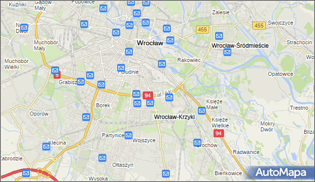 mapa Krzyki gmina Wrocław, Krzyki gmina Wrocław na mapie Targeo