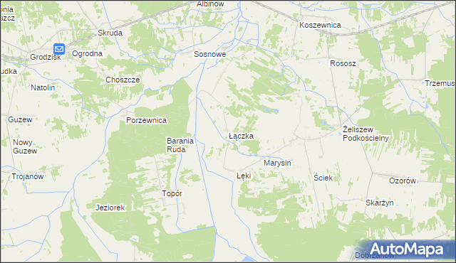 mapa Łączka gmina Kotuń, Łączka gmina Kotuń na mapie Targeo