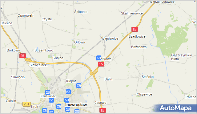 mapa Latkowo gmina Inowrocław, Latkowo gmina Inowrocław na mapie Targeo