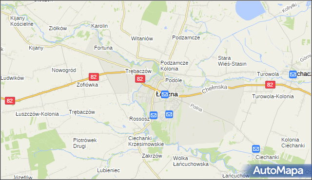 mapa Łęczna, Łęczna na mapie Targeo