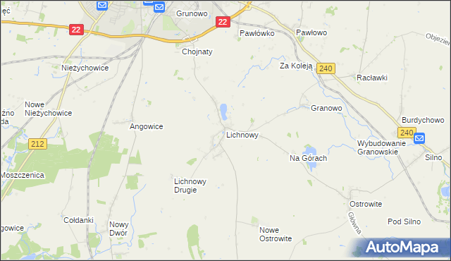 mapa Lichnowy gmina Chojnice, Lichnowy gmina Chojnice na mapie Targeo