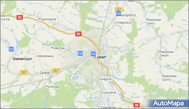 mapa Lubań, Lubań na mapie Targeo