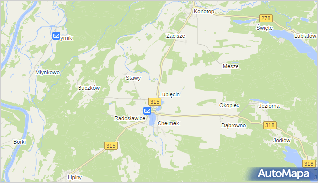 mapa Lubięcin, Lubięcin na mapie Targeo