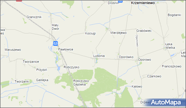 mapa Lubonia gmina Krzemieniewo, Lubonia gmina Krzemieniewo na mapie Targeo