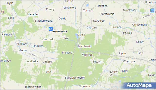 mapa Marchewki gmina Siemkowice, Marchewki gmina Siemkowice na mapie Targeo
