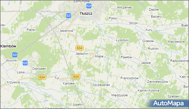 mapa Miąse, Miąse na mapie Targeo