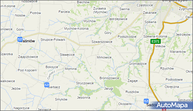 mapa Mirkowice gmina Bodzechów, Mirkowice gmina Bodzechów na mapie Targeo