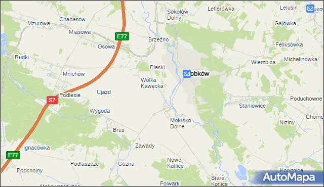 mapa Mokrsko Górne, Mokrsko Górne na mapie Targeo