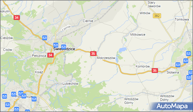 mapa Mokrzeszów, Mokrzeszów na mapie Targeo
