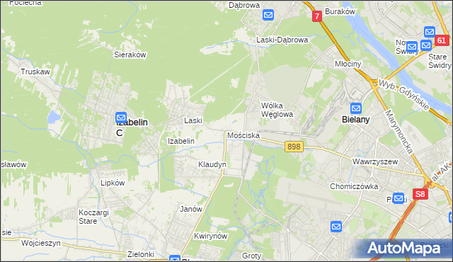 mapa Mościska gmina Izabelin, Mościska gmina Izabelin na mapie Targeo