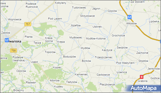 mapa Mydłów, Mydłów na mapie Targeo