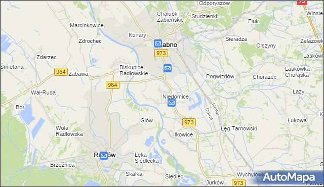 mapa Niedomice, Niedomice na mapie Targeo