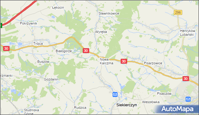 mapa Nowa Karczma gmina Siekierczyn, Nowa Karczma gmina Siekierczyn na mapie Targeo