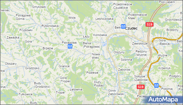mapa Nowa Wieś gmina Czudec, Nowa Wieś gmina Czudec na mapie Targeo