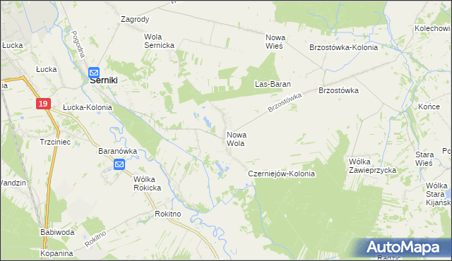 mapa Nowa Wola gmina Serniki, Nowa Wola gmina Serniki na mapie Targeo