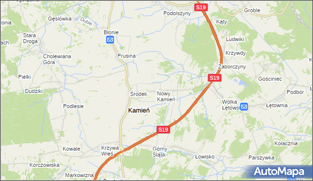 mapa Nowy Kamień gmina Kamień, Nowy Kamień gmina Kamień na mapie Targeo