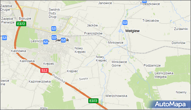 mapa Nowy Krępiec, Nowy Krępiec na mapie Targeo