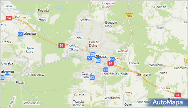 mapa Olkusz, Olkusz na mapie Targeo