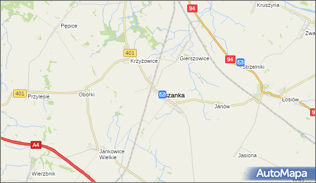 mapa Olszanka powiat brzeski, Olszanka powiat brzeski na mapie Targeo