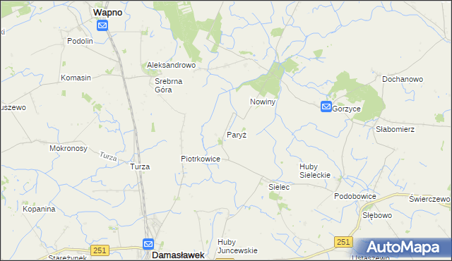 mapa Paryż gmina Żnin, Paryż gmina Żnin na mapie Targeo