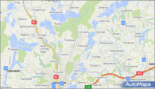 mapa Pierściec, Pierściec na mapie Targeo