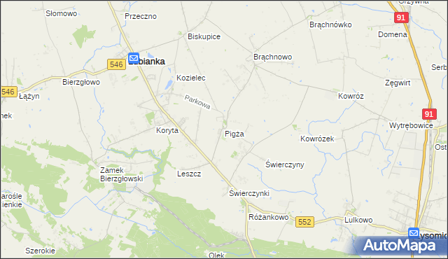 mapa Pigża gmina Łubianka, Pigża gmina Łubianka na mapie Targeo