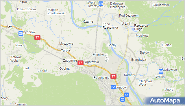 mapa Pilchów, Pilchów na mapie Targeo