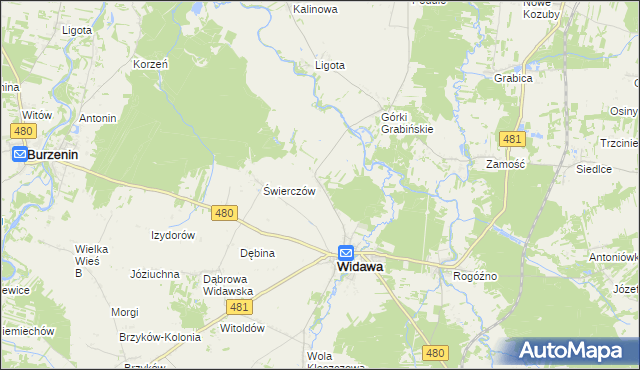 mapa Podgórze gmina Widawa, Podgórze gmina Widawa na mapie Targeo