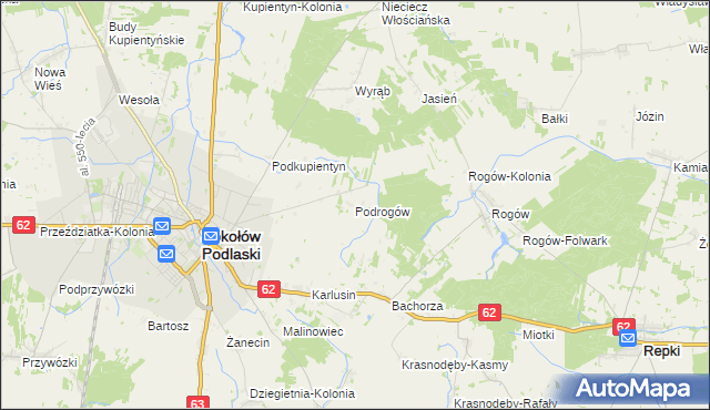 mapa Podrogów, Podrogów na mapie Targeo