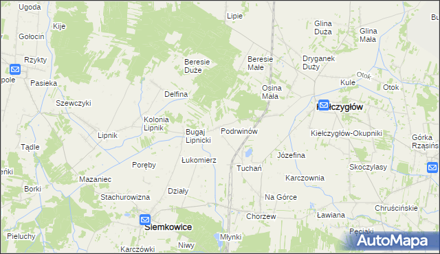 mapa Podrwinów, Podrwinów na mapie Targeo