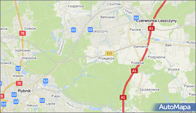 mapa Przegędza, Przegędza na mapie Targeo