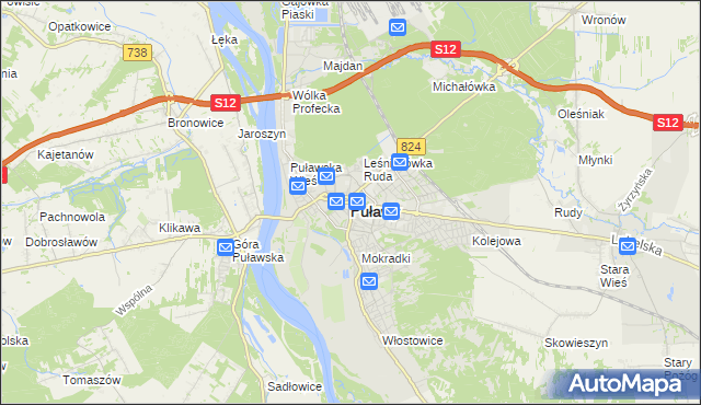 mapa Puław, Puławy na mapie Targeo