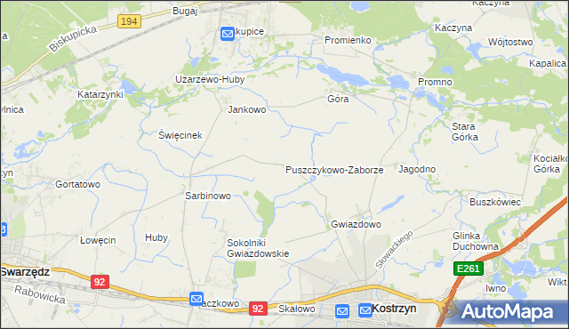 mapa Puszczykowo-Zaborze, Puszczykowo-Zaborze na mapie Targeo