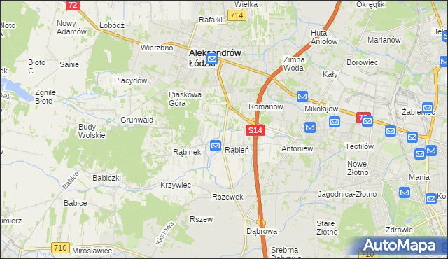 mapa Rąbień AB, Rąbień AB na mapie Targeo