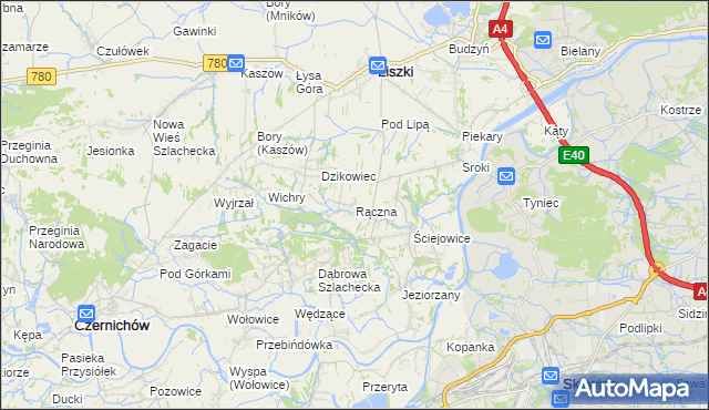 mapa Rączna, Rączna na mapie Targeo