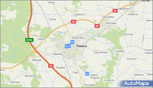 mapa Rawicz, Rawicz na mapie Targeo