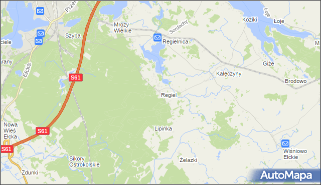 mapa Regiel, Regiel na mapie Targeo