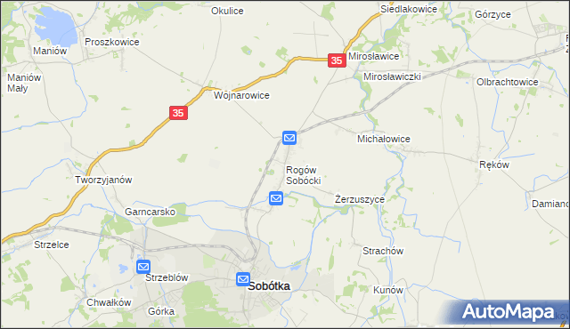 mapa Rogów Sobócki, Rogów Sobócki na mapie Targeo