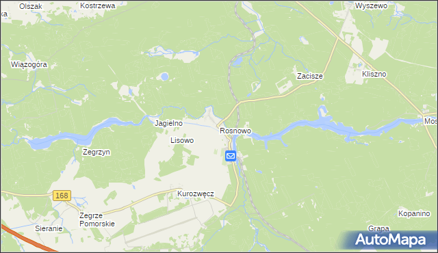 mapa Rosnowo gmina Manowo, Rosnowo gmina Manowo na mapie Targeo
