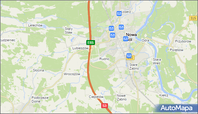 mapa Rudno gmina Nowa Sól, Rudno gmina Nowa Sól na mapie Targeo