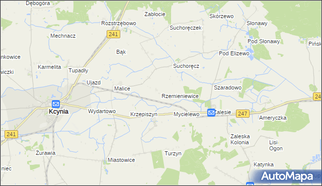 mapa Rzemieniewice gmina Kcynia, Rzemieniewice gmina Kcynia na mapie Targeo