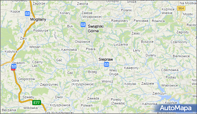 mapa Siepraw, Siepraw na mapie Targeo