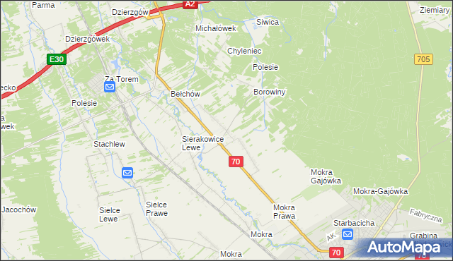 mapa Sierakowice Prawe, Sierakowice Prawe na mapie Targeo