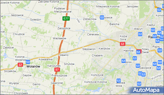 mapa Ślepowron, Ślepowron na mapie Targeo