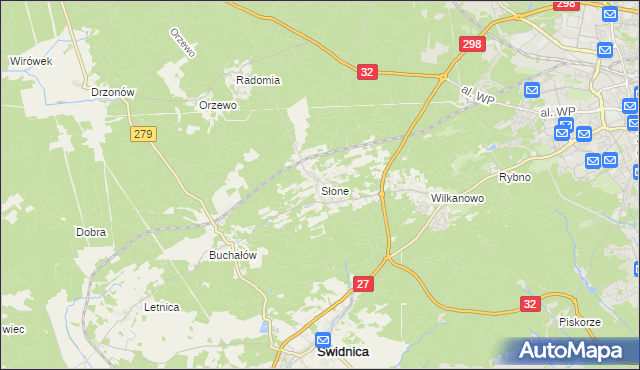 mapa Słone gmina Świdnica, Słone gmina Świdnica na mapie Targeo