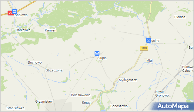 mapa Słupia gmina Debrzno, Słupia gmina Debrzno na mapie Targeo