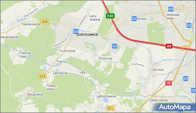 mapa Smolnica gmina Sośnicowice, Smolnica gmina Sośnicowice na mapie Targeo