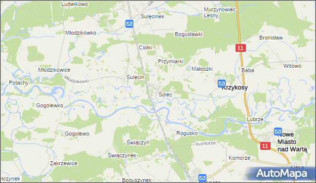 mapa Solec gmina Krzykosy, Solec gmina Krzykosy na mapie Targeo